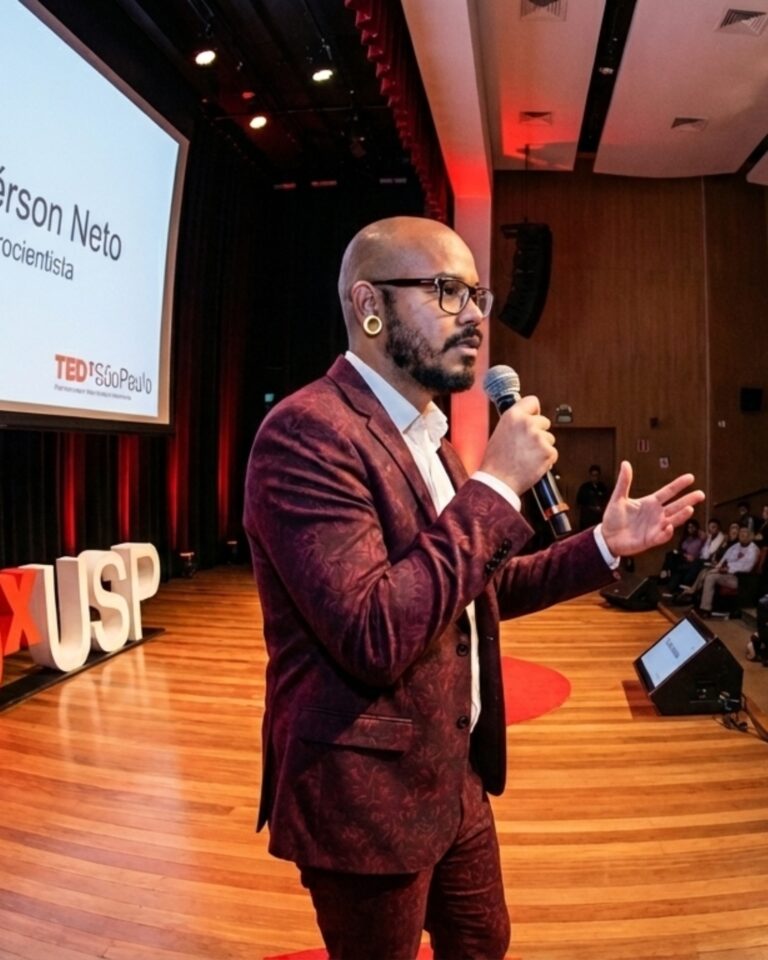 Gérson Neto em conferência sobre Behavioral AI e ciências do comportamento aplicadas.